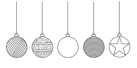 Continuous line drawing of snowman christmas ball decoration. One line art concept of pine tree decoration for merry christmas and happy new year greeting card. Vector illustration
