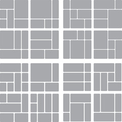 Bento grids seamless pattern featuring a grid layout of various rectangular and square photo collage templates in a muted bluegray color ui ux grid