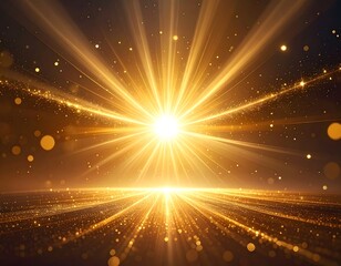 Obraz premium Intense golden light burst emanating from a bright, central source
