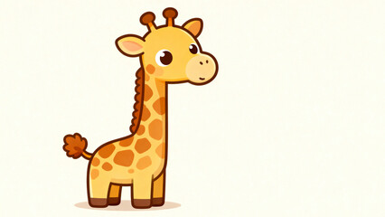 Obraz premium Cute cartoon giraffe on plain background