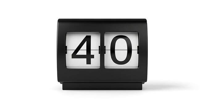 Black digital clock displaying the number forty, simple and clear.