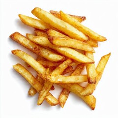 Golden French Fries Isolated on White