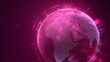 Abstract digital art of a glowing orb with swirling energy patterns in vibrant pink and purple hues