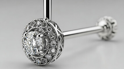 Elegant Silver Diamond Nose Pin – Premium Sparkling Nose Stud with Intricate Crystal Design