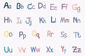 Set of creative alphabet letters colourful in theme sunset.