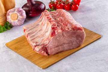 Raw pork loin with bone