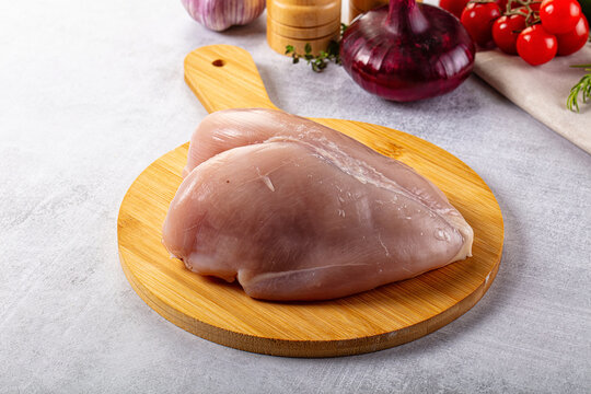 Raw chicken breast without skin