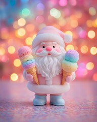 Fondant Style Sugar Santa Holding Colorful Candy Cones