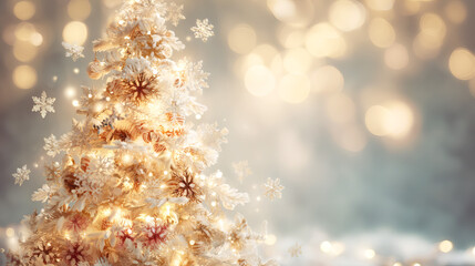 Gold Snowflake Christmas Ornament with Soft Glitter Lights