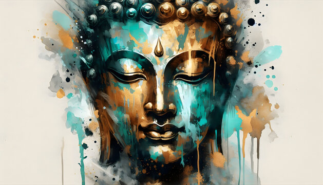 colorful brush stroke art of lord buddha