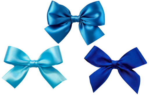 Collection of elegant blue ribbons in various shades on transparent background - Powered by Adobe