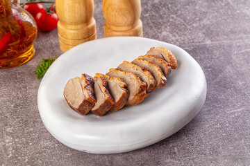 Sliced roasted duck breast fillet