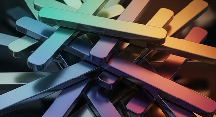 Dynamic Interlocking Metallic Bars in a Spectrum of Vibrant Hues