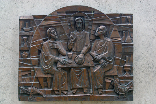 Jesus Is Known in the Breaking of Bread, Way of Light by Giovanni Dragoni, San Callisto Catacombs in Rome, Italy