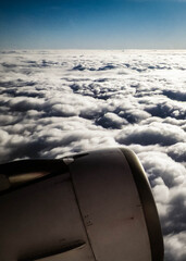 Airplane engine seen from the window.