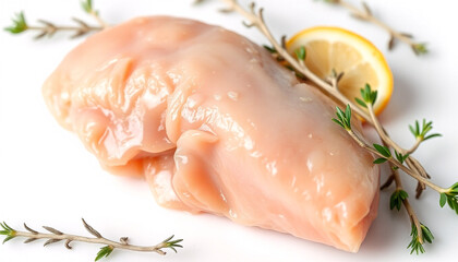 Raw Chicken Breast Isolated on White Background