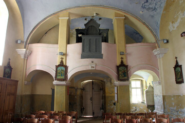 Choir and organ in the parish church of Saint Margaret in Gornji Dubovec, Croatia