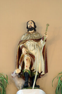 Saint Roch, statue on the main altar in the chapel of Saint Roch in Kumrovec, Croatia