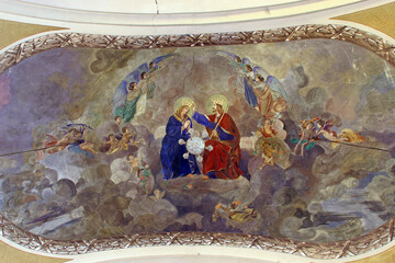 Coronation of the Virgin Mary, fresco in the parish church of the Holy Trinity in Karlovac, Croatia