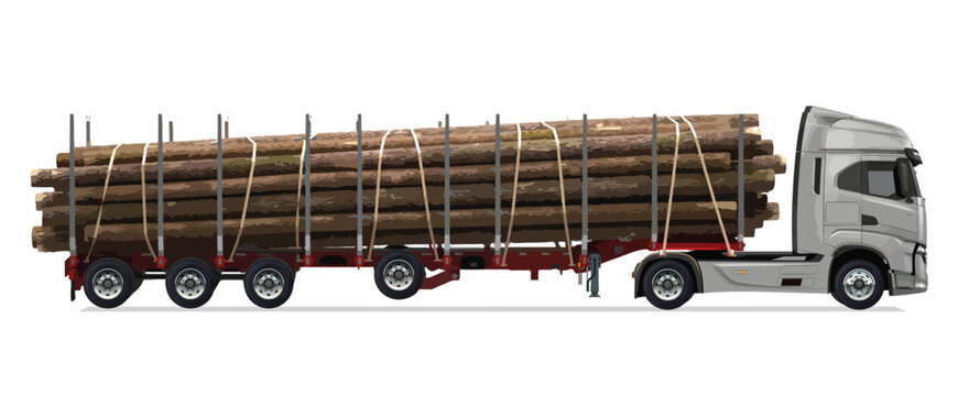 carrying wood truck side view Vector white auto big large white car new euro work haul motor fast white send sending ship giga factory
