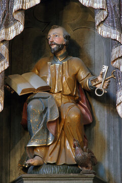 Saint Peter, statue on the Altar of St. Peter in the parish church of Our Lady of Snow in Kutina, Croatia