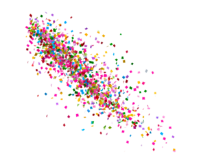 Vibrant confetti explosion on transparent background
