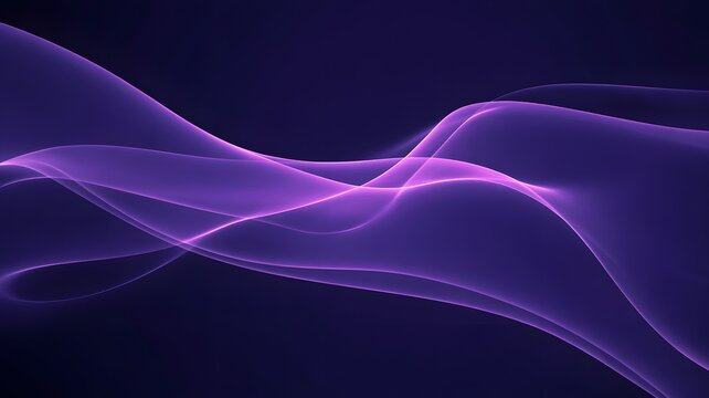 Flowing purple abstract light waves on dark background