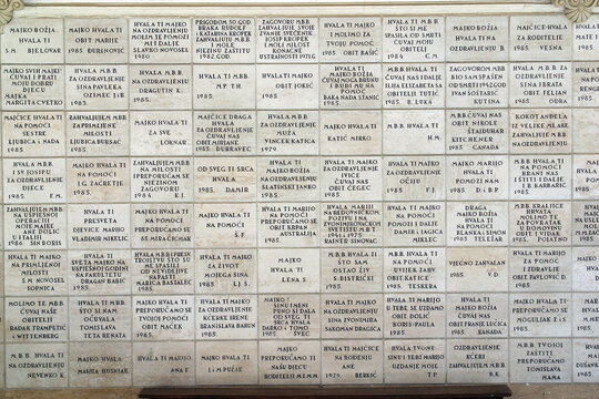 Votive tablets in Basilica Assumption of the Virgin Mary in Marija Bistrica, Croatia