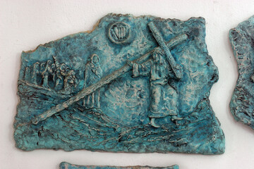 8th Stations of the Cross, Jesus meets the daughters of Jerusalem, parish church of the Blessed Virgin Mary Help of Christians in Ivanec Bistranski, Croatia