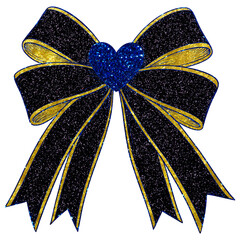Stunning glittery bow with heart center for holiday sparkle and festive cheer, perfect for Christmas, Valentine's Day, or joyful celebration designs