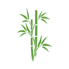 Naklejka premium Bamboo leaves icon over white background, silhouette style, vector illustration