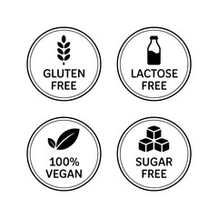 Set of allergen free and dietary restriction labels in black