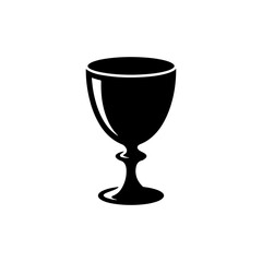 Black silhouette of a chalice, symbolic of celebration and achievement, isolated on a white background