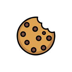 Bitten Chocolate Chip Cookie Illustration with Bite Marks for Sweet Treat