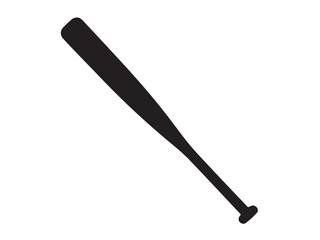 New black Baseball Bat Icon in silhouette white background.
