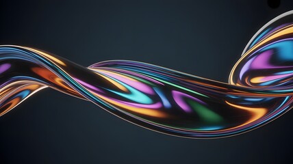 Iridescent Fluid Ribbon Abstract Background metallic