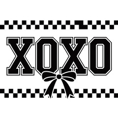 Elegant XOXO Hugs and Kisses Design with Decorative Bow for Valentine's Day Greetings or Romantic Celebrations, Perfect for Festive Cards or Gifts