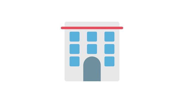Building icon featuring a prominent red line across it, symbolizing a restriction or prohibition.