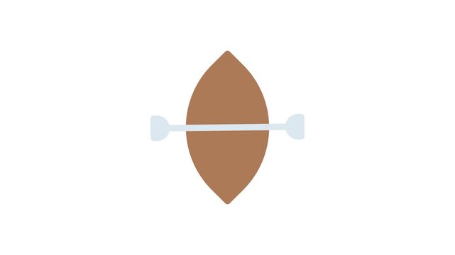 A brown and white oval shape featuring two parallel lines across its surface.