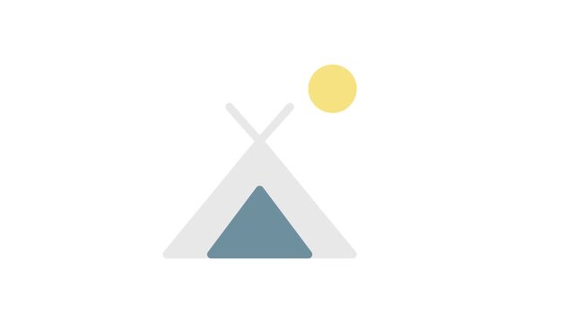A teepee is silhouetted by a glowing sun in the background, symbolizing warmth and nature.