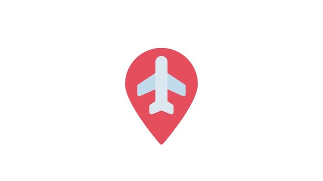 Airport map pin icon indicating a specific location within an airport layout.