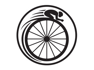 Pro Cycling Wheel Badge Icon Silhouette white background.