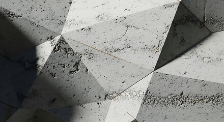 Abstract geometric pattern with textured concrete surface and rough distressed details