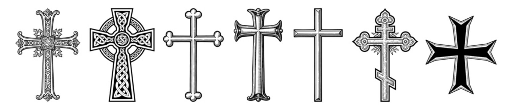 A set of different types of crosses in different styles