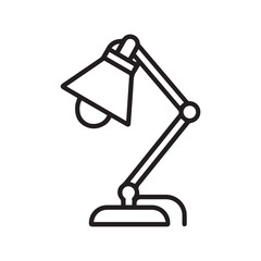 Table lamp light icon outline bright bulb design.