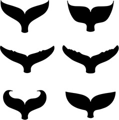 Set of Whale Tail Silhouette Icons - Marine Life and Ocean Graphic