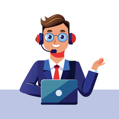 Vector Illustration of Smiling Customer Support Man