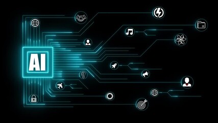 ai agent- businessman working with virtual reality at office. Multi agent AI systems concept on black background. AI driven solutions streamline workflows, Decision, enhance productivity