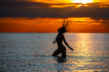 Beautiful young girl with wet hair