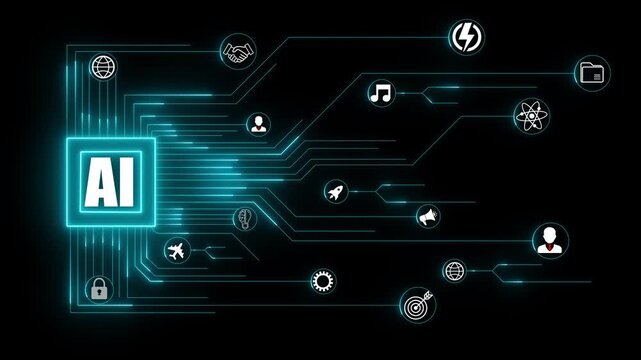 ai agent- businessman working with virtual reality at office. Multi agent AI systems concept on black background. AI driven solutions streamline workflows, Decision, enhance productivity